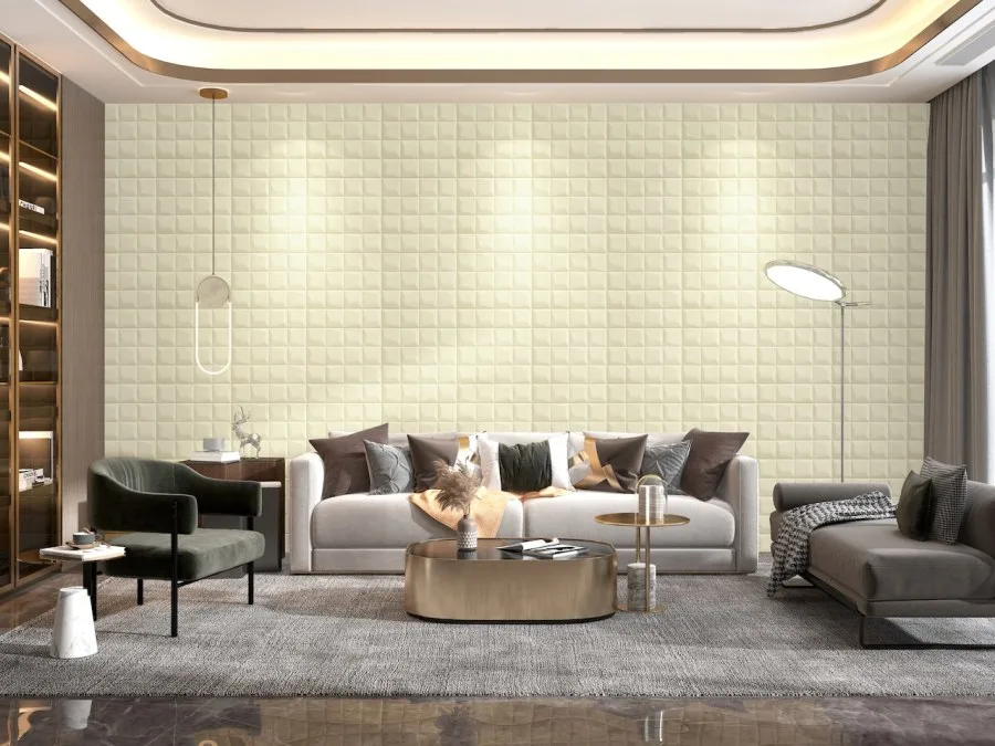 Samoljepljiva 3D dekoracija za zid u bež baršunu - 3D zidni paneli